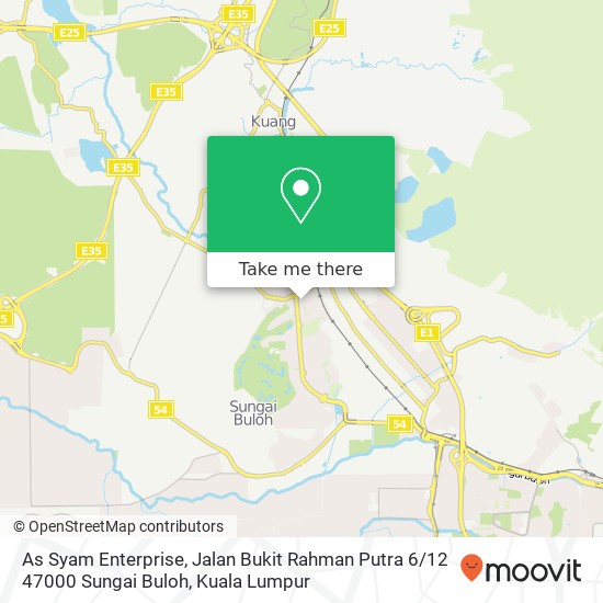 Peta As Syam Enterprise, Jalan Bukit Rahman Putra 6 / 12 47000 Sungai Buloh