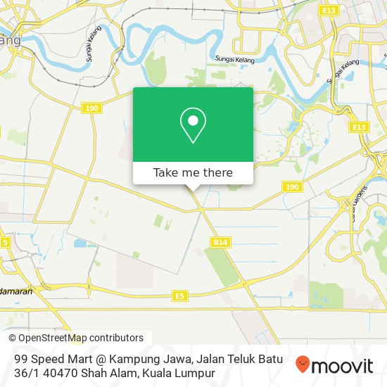 Peta 99 Speed Mart @ Kampung Jawa, Jalan Teluk Batu 36 / 1 40470 Shah Alam