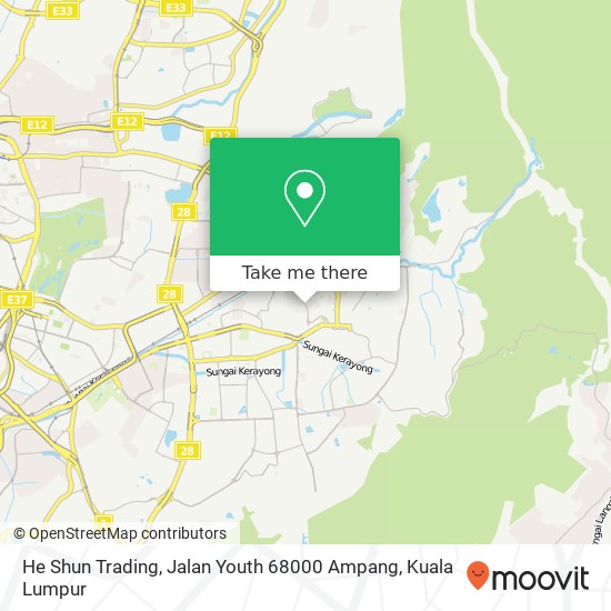 Peta He Shun Trading, Jalan Youth 68000 Ampang