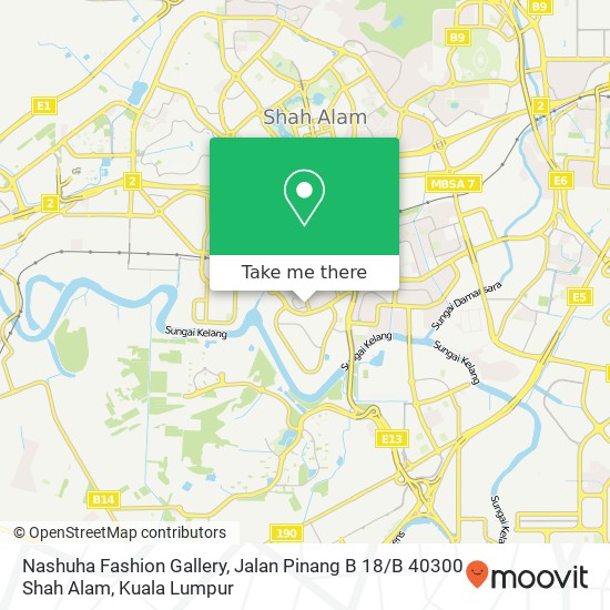 Peta Nashuha Fashion Gallery, Jalan Pinang B 18 / B 40300 Shah Alam