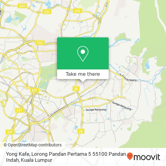 Peta Yong Kafe, Lorong Pandan Pertama 5 55100 Pandan Indah