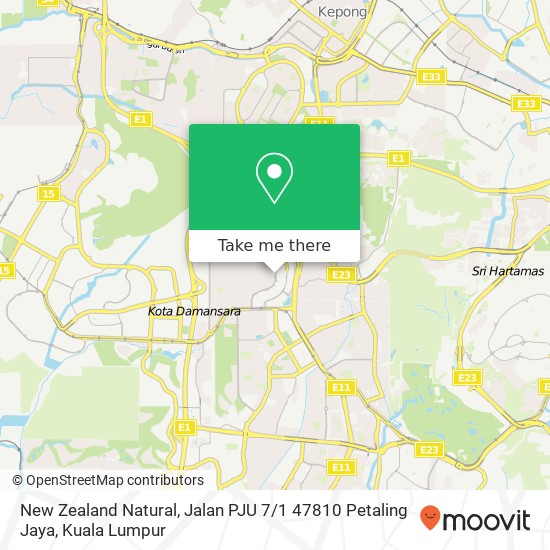 New Zealand Natural, Jalan PJU 7 / 1 47810 Petaling Jaya map