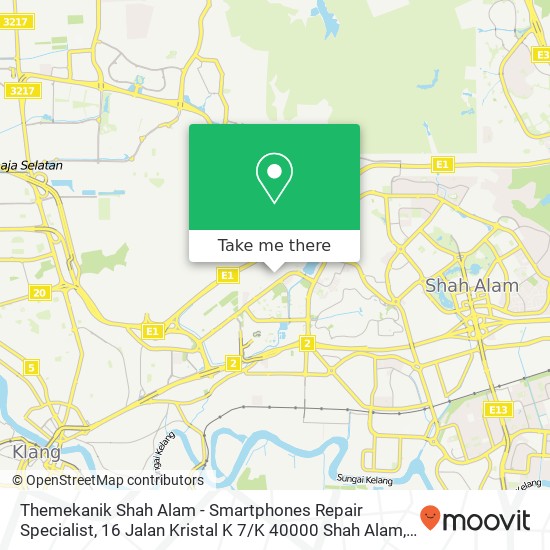 Themekanik Shah Alam - Smartphones Repair Specialist, 16 Jalan Kristal K 7 / K 40000 Shah Alam map