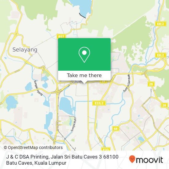 Peta J & C DSA Printing, Jalan Sri Batu Caves 3 68100 Batu Caves