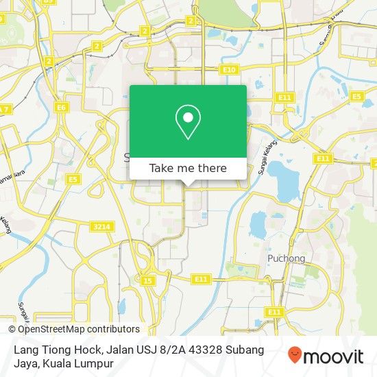 Peta Lang Tiong Hock, Jalan USJ 8 / 2A 43328 Subang Jaya