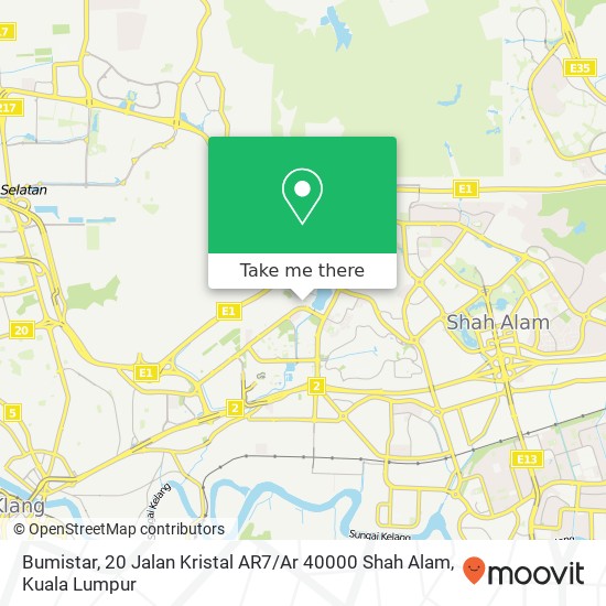 Bumistar, 20 Jalan Kristal AR7 / Ar 40000 Shah Alam map