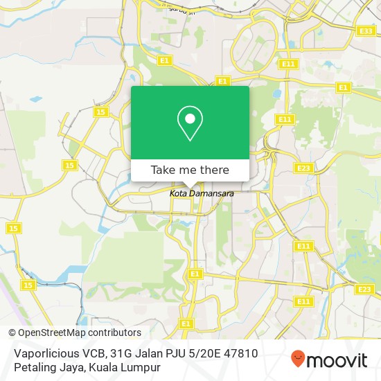 Peta Vaporlicious VCB, 31G Jalan PJU 5 / 20E 47810 Petaling Jaya