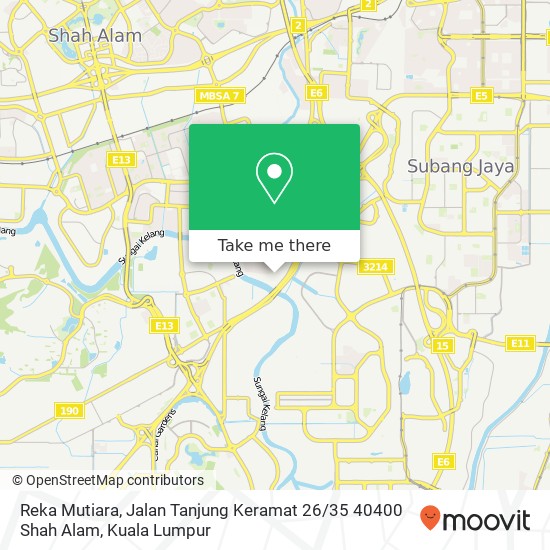 Peta Reka Mutiara, Jalan Tanjung Keramat 26 / 35 40400 Shah Alam