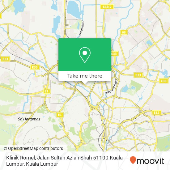 Peta Klinik Romel, Jalan Sultan Azlan Shah 51100 Kuala Lumpur