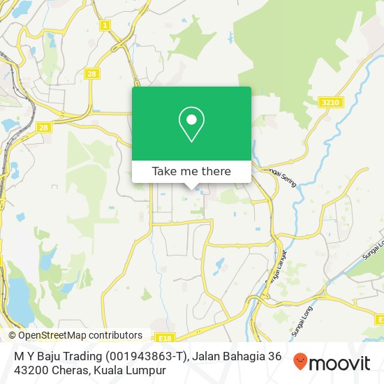 Peta M Y Baju Trading (001943863-T), Jalan Bahagia 36 43200 Cheras