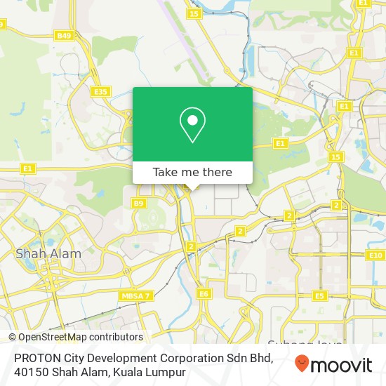 Peta PROTON City Development Corporation Sdn Bhd, 40150 Shah Alam