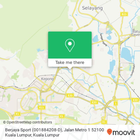 Berjaya Sport (001884208-D), Jalan Metro 1 52100 Kuala Lumpur map