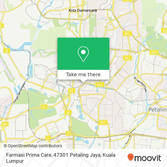 Peta Farmasi Prima Care, 47301 Petaling Jaya