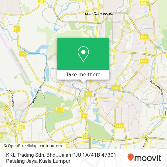 KKL Trading Sdn. Bhd., Jalan PJU 1A / 41B 47301 Petaling Jaya map