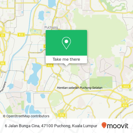 Peta 6 Jalan Bunga Cina, 47100 Puchong