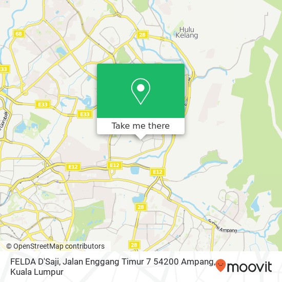 Peta FELDA D'Saji, Jalan Enggang Timur 7 54200 Ampang