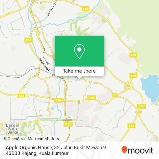 Peta Apple Organic House, 32 Jalan Bukit Mewah 9 43000 Kajang