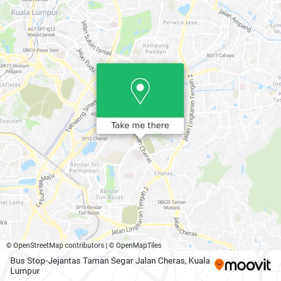 Peta Bus Stop-Jejantas Taman Segar Jalan Cheras