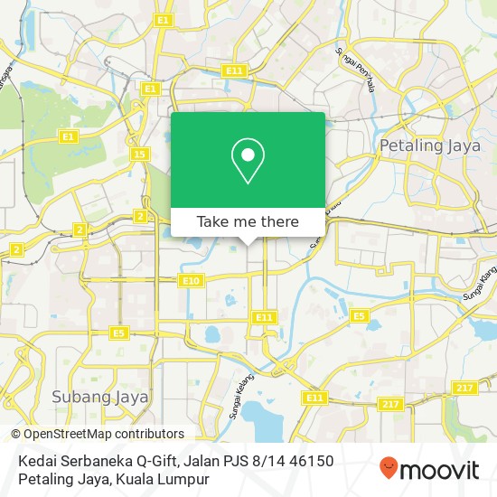 Peta Kedai Serbaneka Q-Gift, Jalan PJS 8 / 14 46150 Petaling Jaya