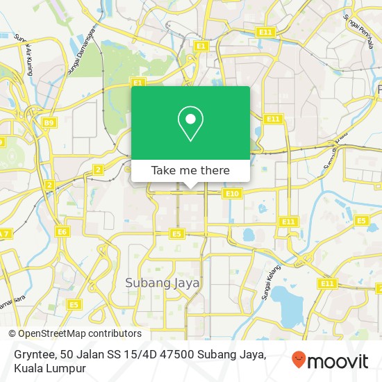 Peta Gryntee, 50 Jalan SS 15 / 4D 47500 Subang Jaya