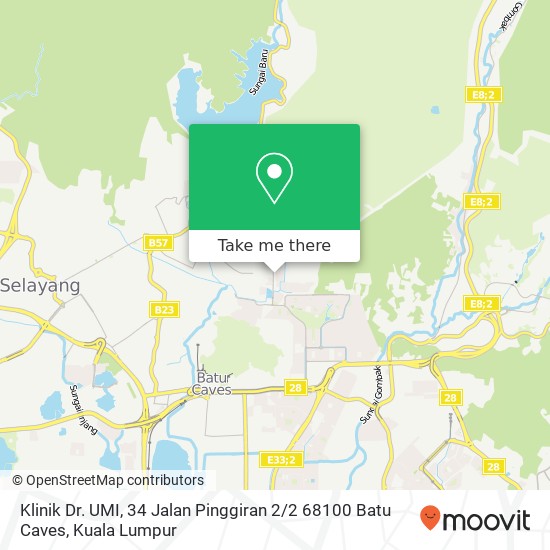 Peta Klinik Dr. UMI, 34 Jalan Pinggiran 2 / 2 68100 Batu Caves