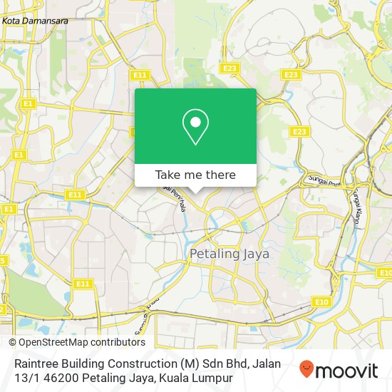 Peta Raintree Building Construction (M) Sdn Bhd, Jalan 13 / 1 46200 Petaling Jaya
