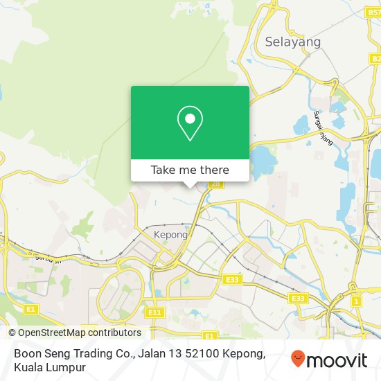 Peta Boon Seng Trading Co., Jalan 13 52100 Kepong
