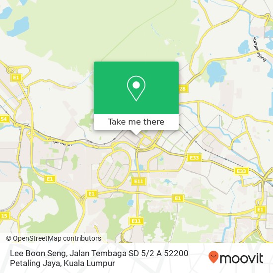 Peta Lee Boon Seng, Jalan Tembaga SD 5 / 2 A 52200 Petaling Jaya
