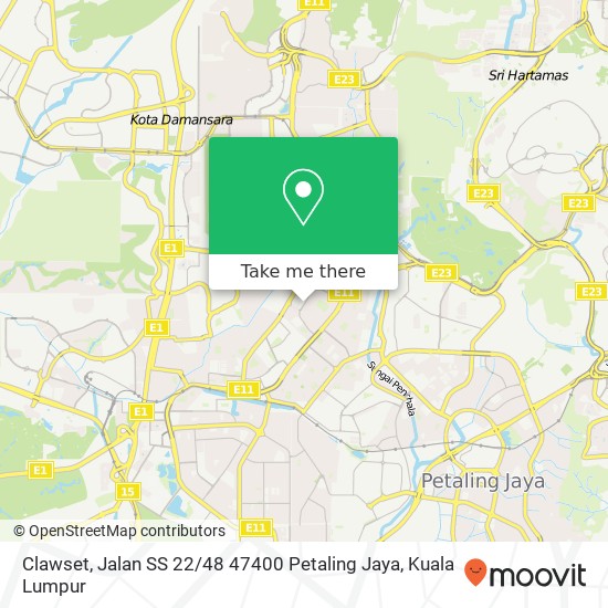 Clawset, Jalan SS 22 / 48 47400 Petaling Jaya map