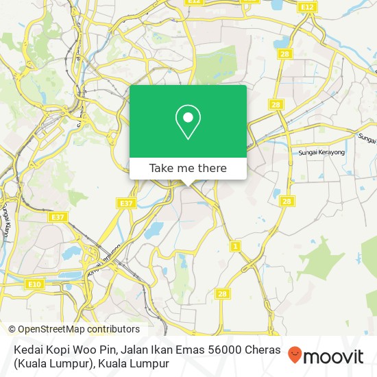 Peta Kedai Kopi Woo Pin, Jalan Ikan Emas 56000 Cheras (Kuala Lumpur)