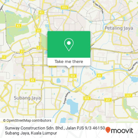 Peta Sunway Construction Sdn. Bhd., Jalan PJS 9 / 3 46150 Subang Jaya