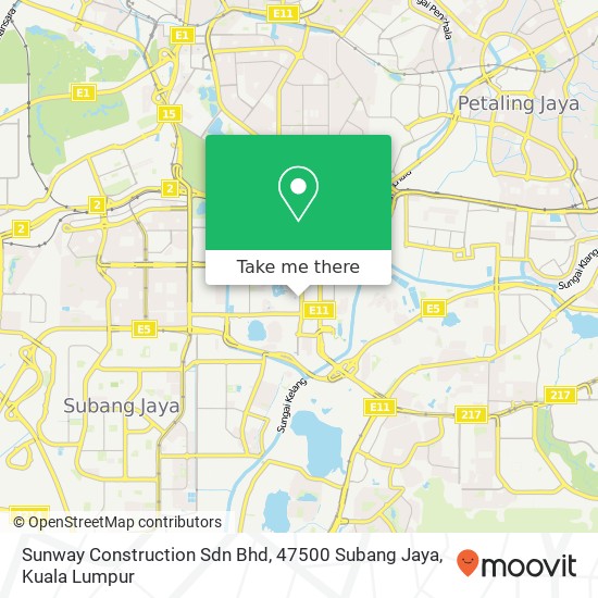 Peta Sunway Construction Sdn Bhd, 47500 Subang Jaya