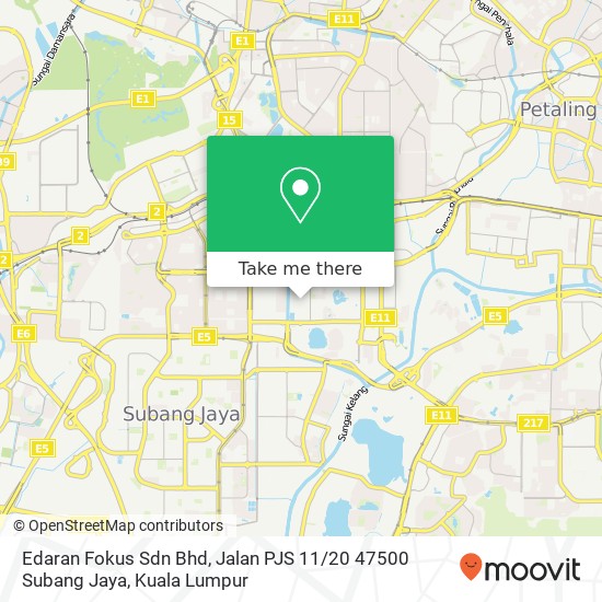 Peta Edaran Fokus Sdn Bhd, Jalan PJS 11 / 20 47500 Subang Jaya
