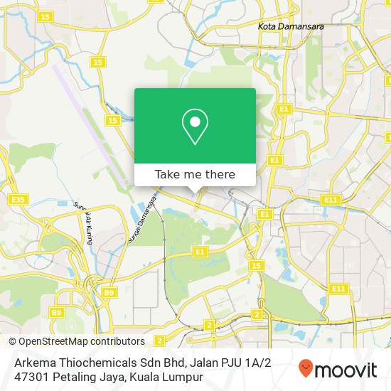 Peta Arkema Thiochemicals Sdn Bhd, Jalan PJU 1A / 2 47301 Petaling Jaya
