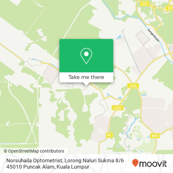 Peta Norsuhaila Optometrist, Lorong Naluri Sukma 8 / 6 45010 Puncak Alam