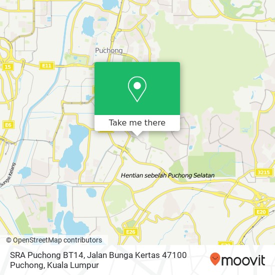 Peta SRA Puchong BT14, Jalan Bunga Kertas 47100 Puchong