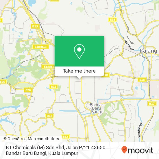 BT Chemicals (M) Sdn Bhd, Jalan P / 21 43650 Bandar Baru Bangi map