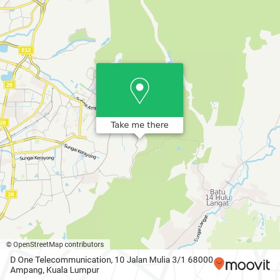 Peta D One Telecommunication, 10 Jalan Mulia 3 / 1 68000 Ampang