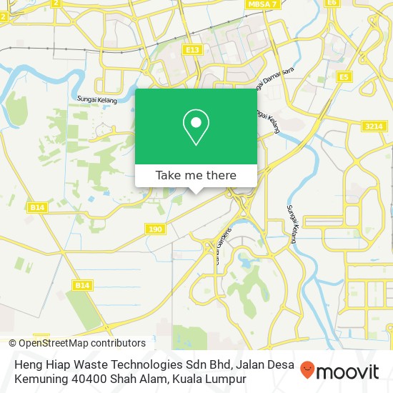 Peta Heng Hiap Waste Technologies Sdn Bhd, Jalan Desa Kemuning 40400 Shah Alam