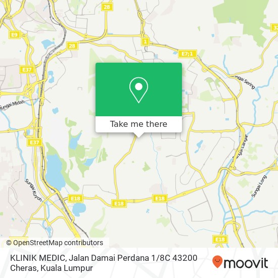 Peta KLINIK MEDIC, Jalan Damai Perdana 1 / 8C 43200 Cheras