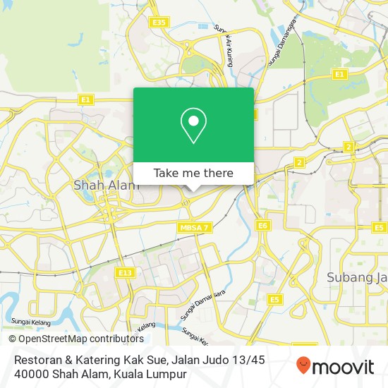 Restoran & Katering Kak Sue, Jalan Judo 13 / 45 40000 Shah Alam map