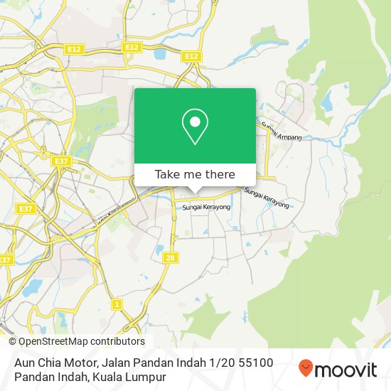 Peta Aun Chia Motor, Jalan Pandan Indah 1 / 20 55100 Pandan Indah
