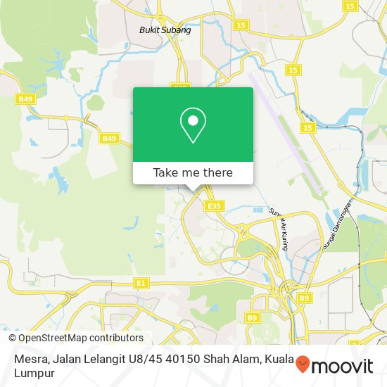 Peta Mesra, Jalan Lelangit U8 / 45 40150 Shah Alam