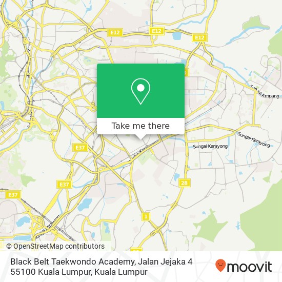 Peta Black Belt Taekwondo Academy, Jalan Jejaka 4 55100 Kuala Lumpur