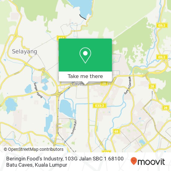 Peta Beringin Food's Industry, 103G Jalan SBC 1 68100 Batu Caves