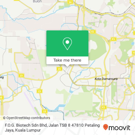 Peta F.O.G. Biotech Sdn Bhd, Jalan TSB 8 47810 Petaling Jaya