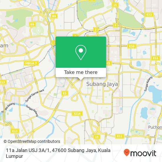 Peta 11a Jalan USJ 3A / 1, 47600 Subang Jaya