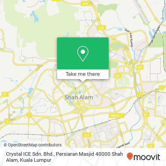 Peta Crystal ICE Sdn. Bhd., Persiaran Masjid 40000 Shah Alam