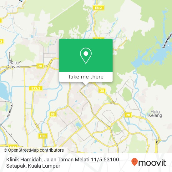 Peta Klinik Hamidah, Jalan Taman Melati 11 / 5 53100 Setapak