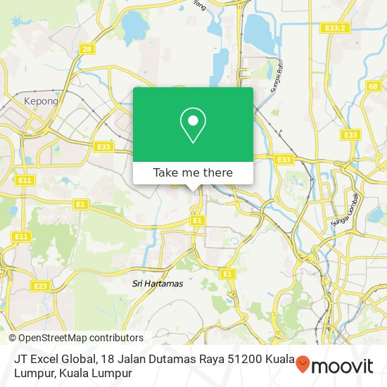 Peta JT Excel Global, 18 Jalan Dutamas Raya 51200 Kuala Lumpur